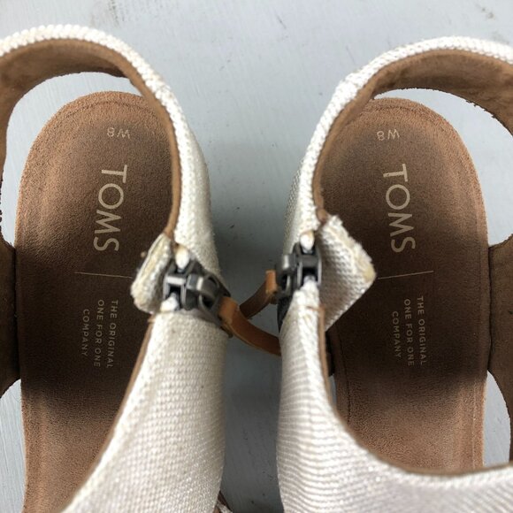 Toms Women's Size 8 Majorca Natural Cream Open Toe Cutout High Heel Sandals - Picture 13 of 15